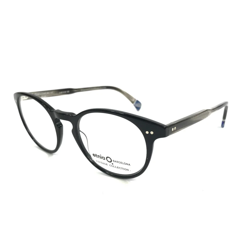 Etnia Barcelona Eyeglasses Frames KREUZBERG III BKBL Black Blue Round 49-20-145
